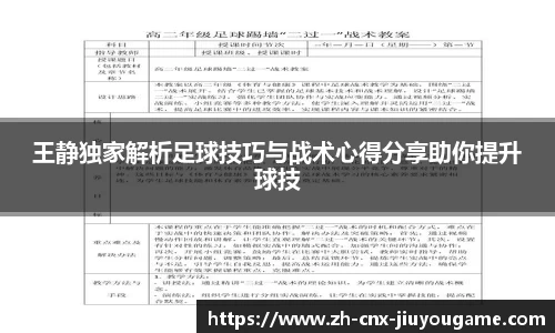 王静独家解析足球技巧与战术心得分享助你提升球技
